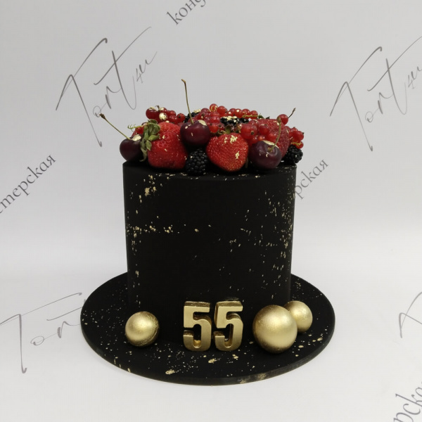 Торт черный с золотом на 55 лет - 3137 на заказ в Москве, купить 2кг за 6800.00 ₽