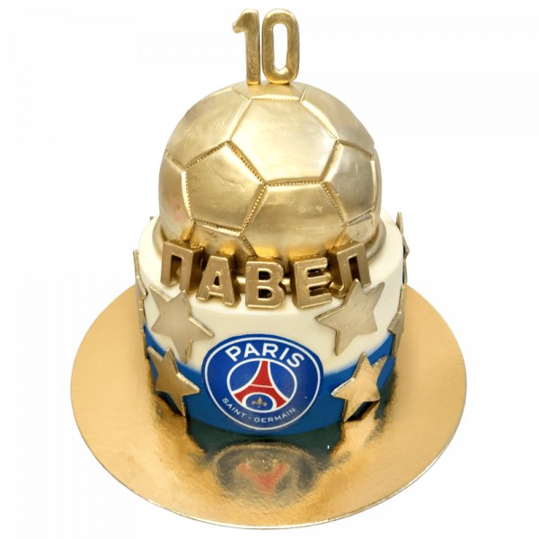 Торт футбольный мяч PSG на 10 лет - 4019 на заказ в Москве, купить 2кг за 6000.00 ₽