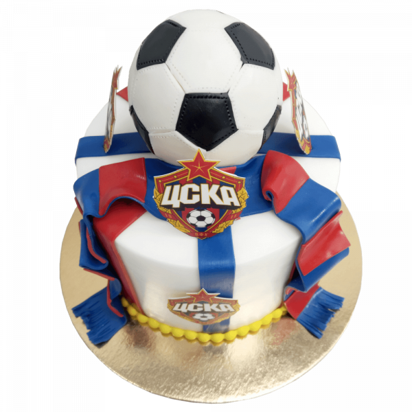 Торт ЦСКА с футбольным мячом - 4021 на заказ в Москве, купить 3кг за 6200.00 ₽
