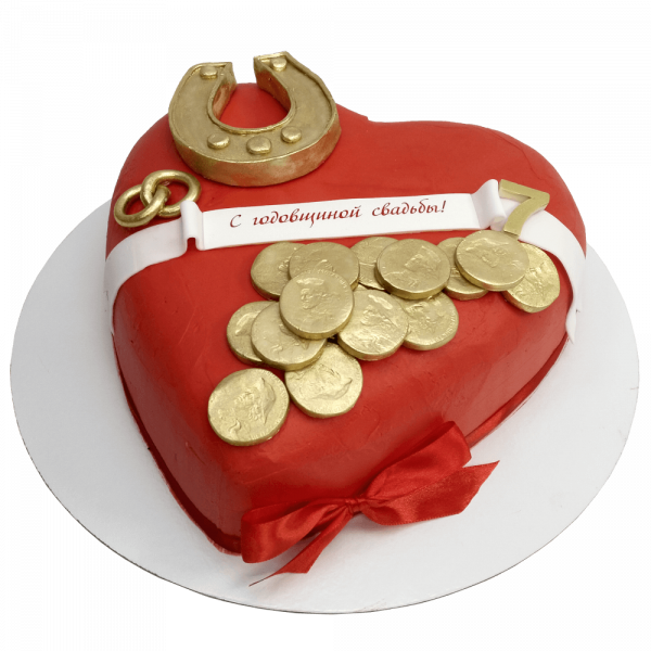 Торт Сердце с монетами на 7 лет - 3581 на заказ в Москве, купить 2кг за 5200.00 ₽