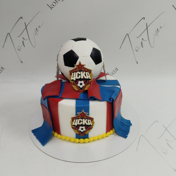 Торт ЦСКА с футбольным мячом - 970 на заказ в Москве, купить 2кг за 6000.00 ₽