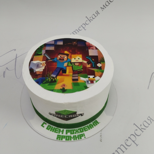 Торт Майнкрафт с Алекс и Стивом - 2554 на заказ в Москве, купить 1кг за 2200.00 ₽