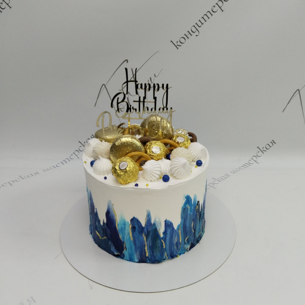 Торт с конфетами и синим декором - 169 на заказ в Москве, купить 2кг за 6800.00 ₽