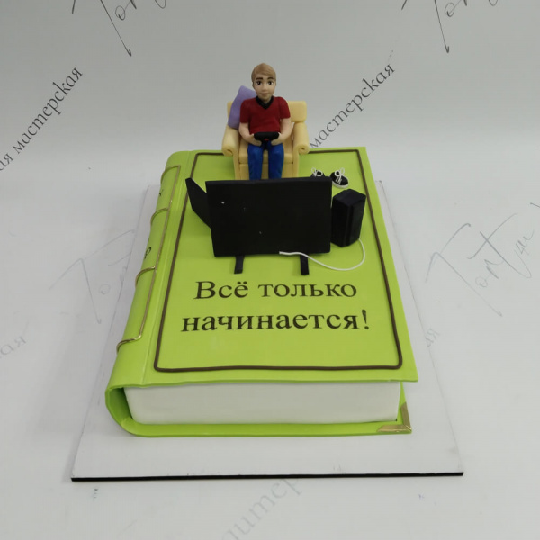 Торт в виде книги с геймером - 6377 на заказ в Москве, купить 3кг за 11800.00 ₽